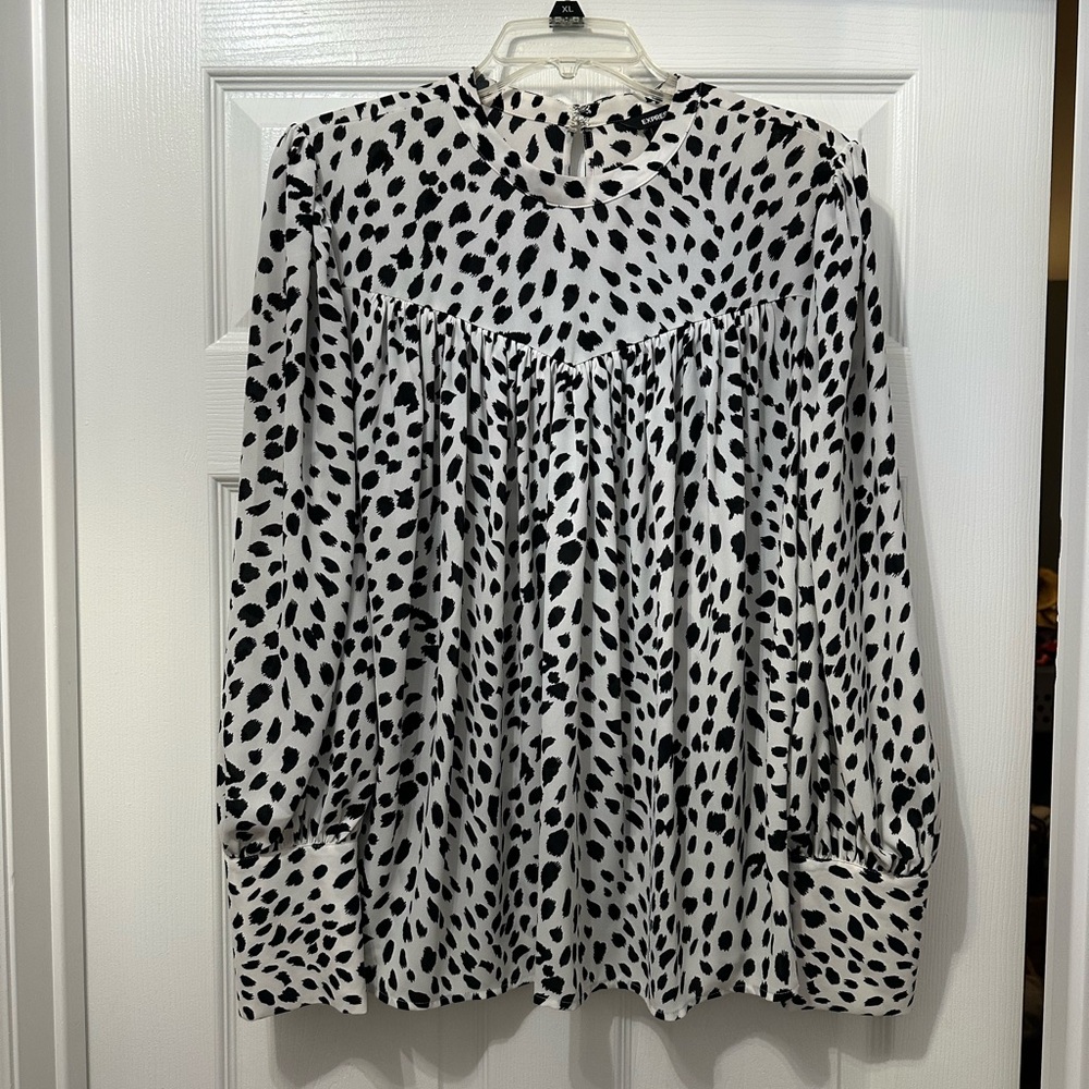 Express Black and White Animal Print Blouse